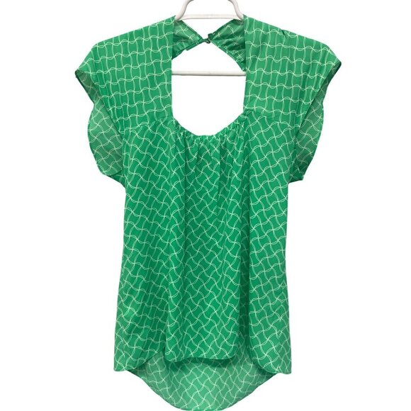 Banana Republic Sleeveless Kelly Green Tank Top Blouse Back Keyhole Size 8 - Picture 1 of 4
